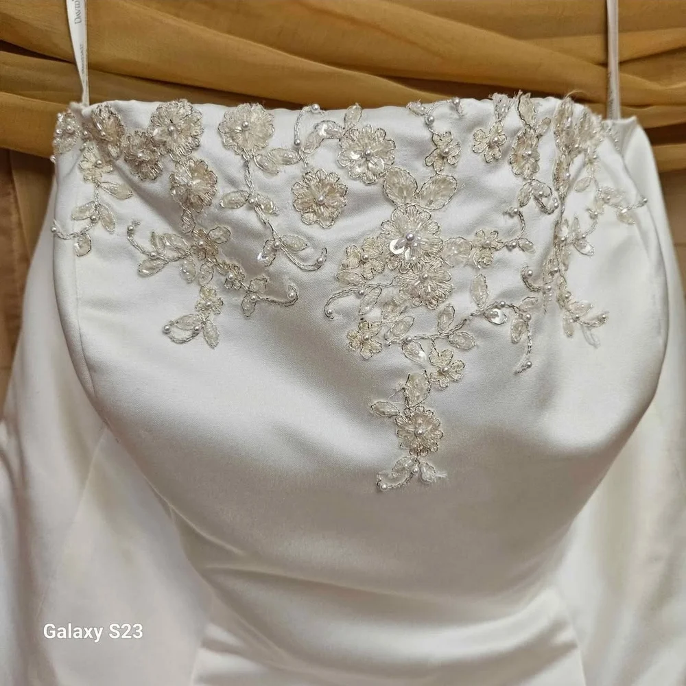 David's Bridal Ivory Lace Long Sleeve Dress - Picture 2 of 10